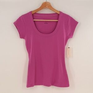NWT Anthropologie Pilcro Slim Scoop-Neck Tee Raspberry Size S